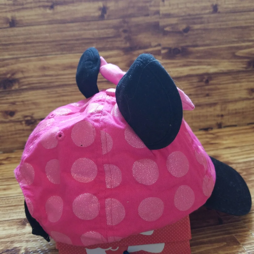 Disney Store Minnie Mouse Pink Polka Dot Bow Cap with Ears Girls Hat